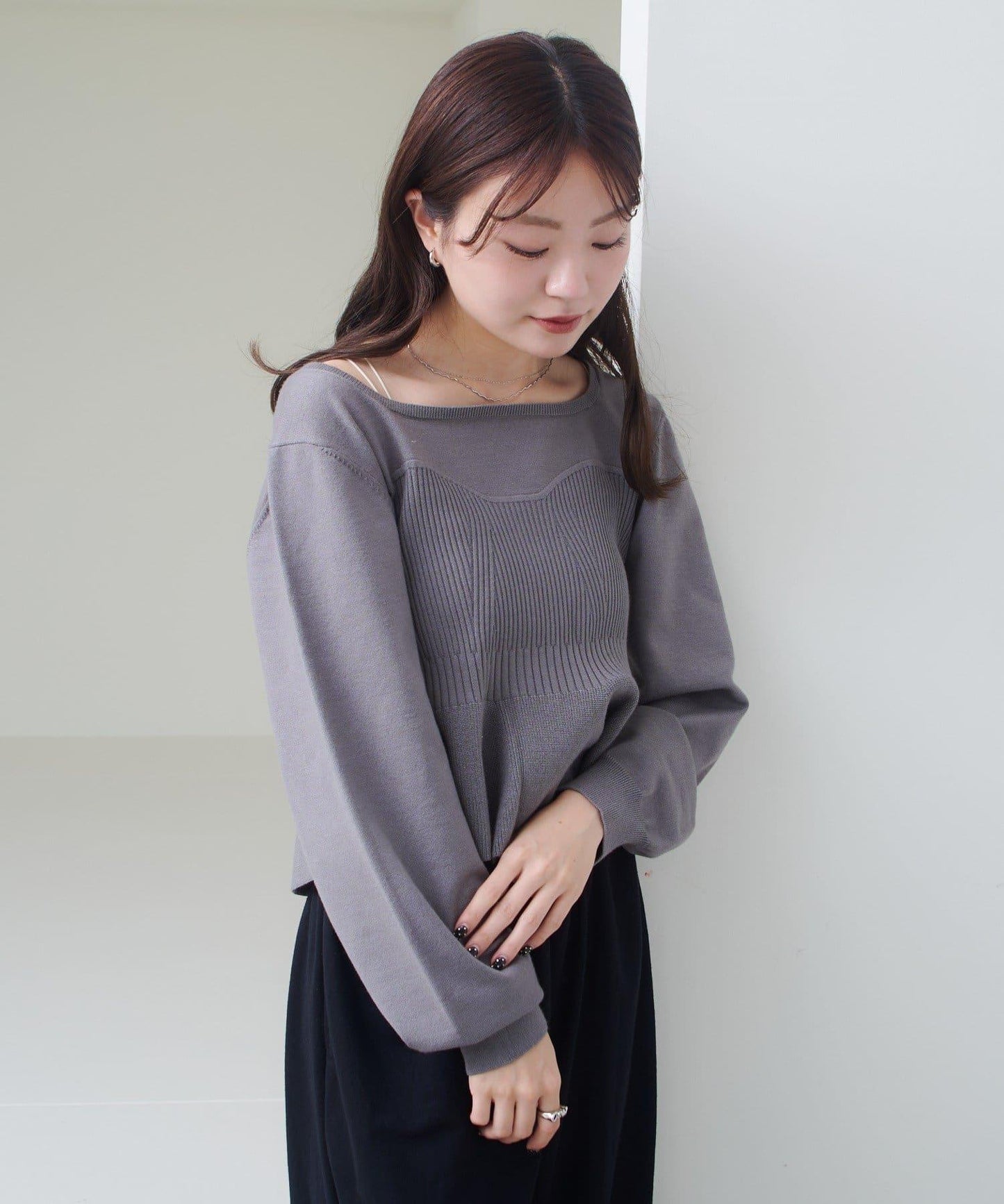 【Kastane】吊帶荷葉邊針織衫