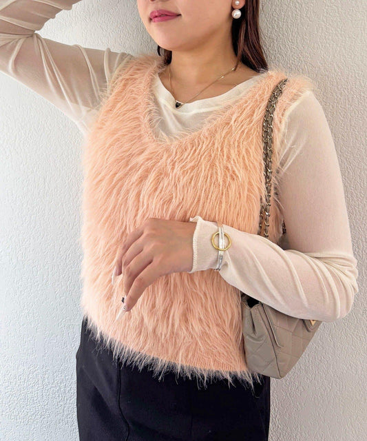 【La boutique BonBon】長款羽毛前後兩穿針織背心