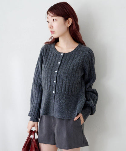 荷葉邊羅紋針織開衫