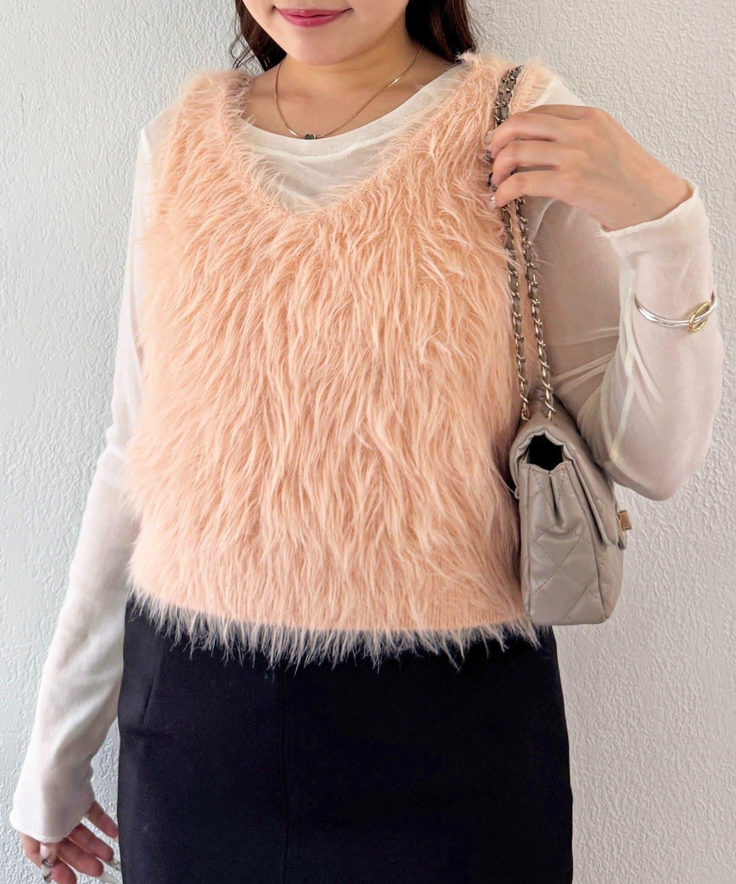 【La boutique BonBon】長款羽毛前後兩穿針織背心