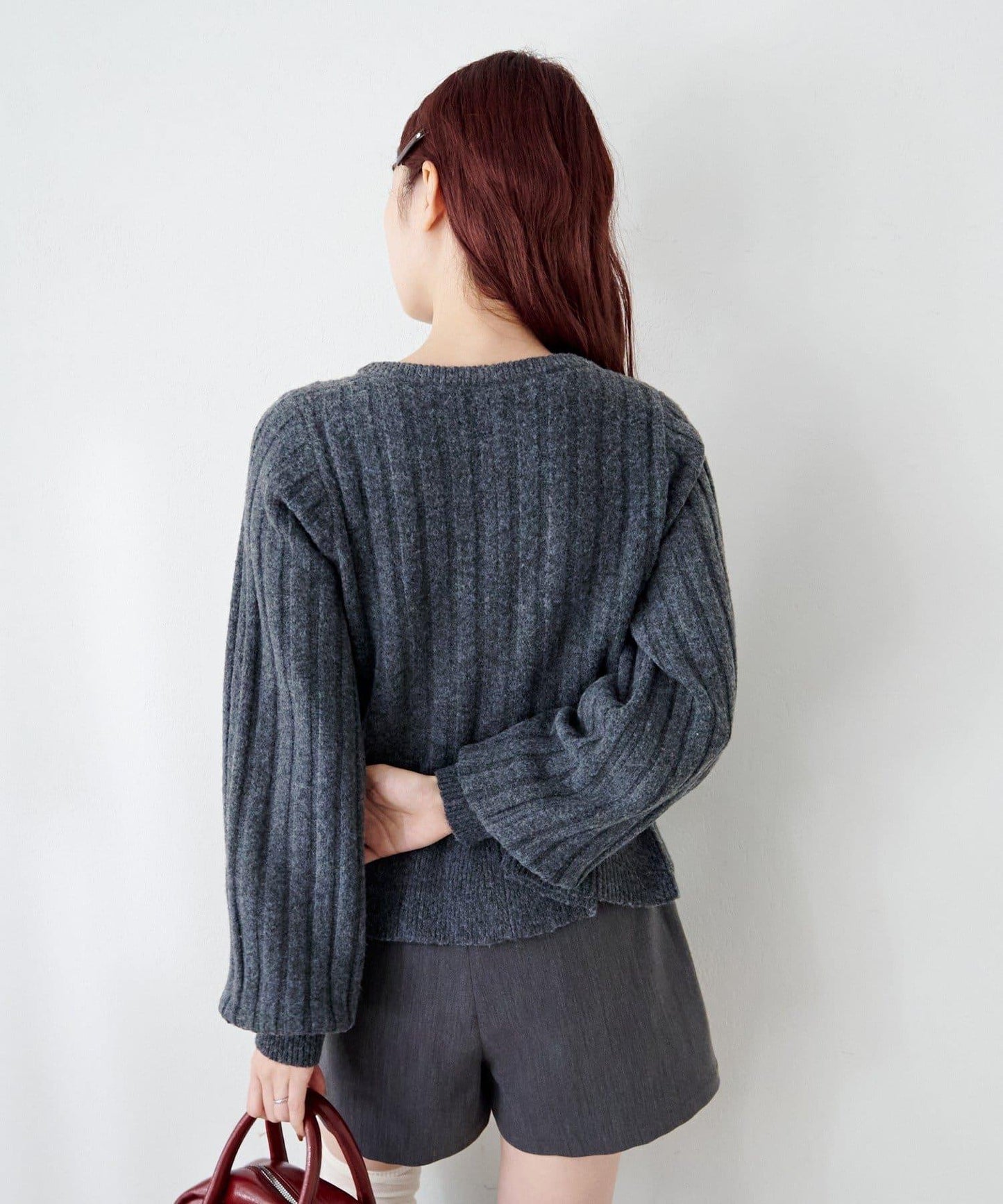 荷葉邊羅紋針織開衫