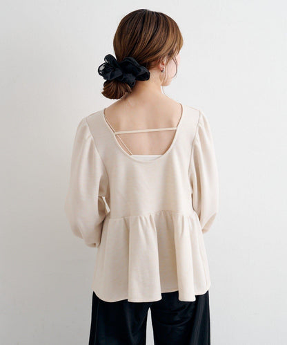 【套裝可搭配】B 針織風衛衣荷葉邊上衣