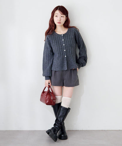 荷葉邊羅紋針織開衫