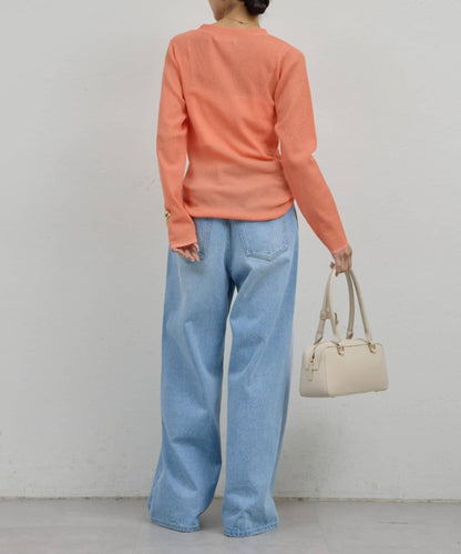 透視亨利領針織衫