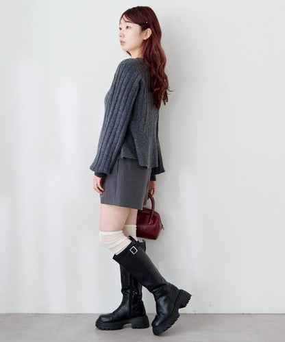 荷葉邊羅紋針織開衫