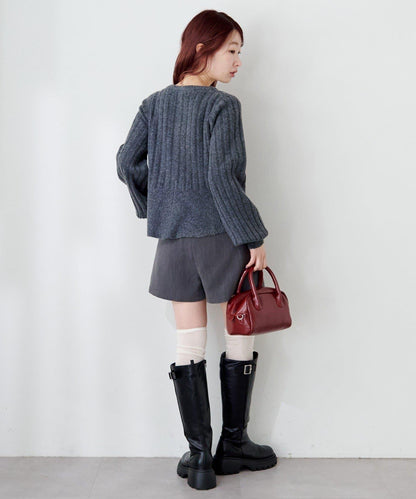 荷葉邊羅紋針織開衫