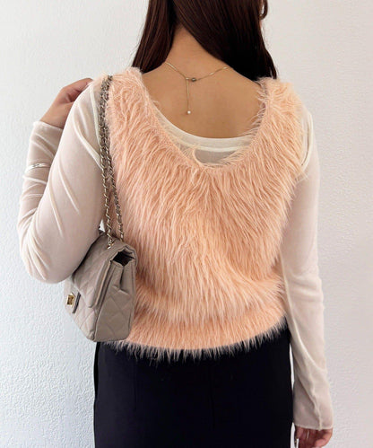 【La boutique BonBon】長款羽毛前後兩穿針織背心