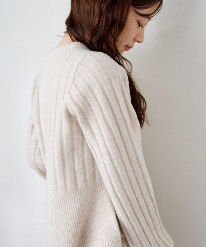 荷葉邊羅紋針織開衫