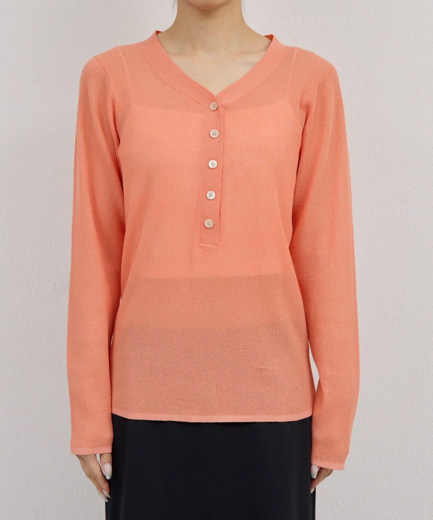 透視亨利領針織衫