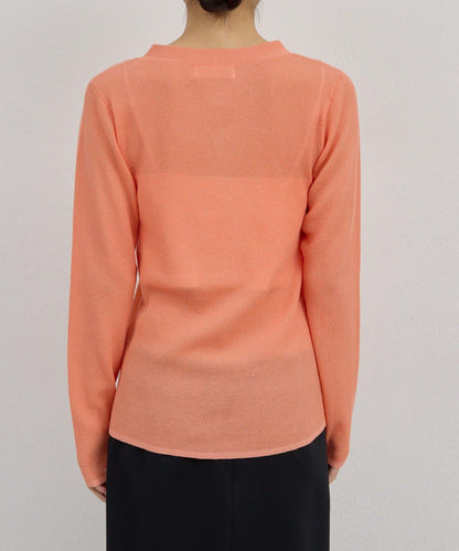 透視亨利領針織衫