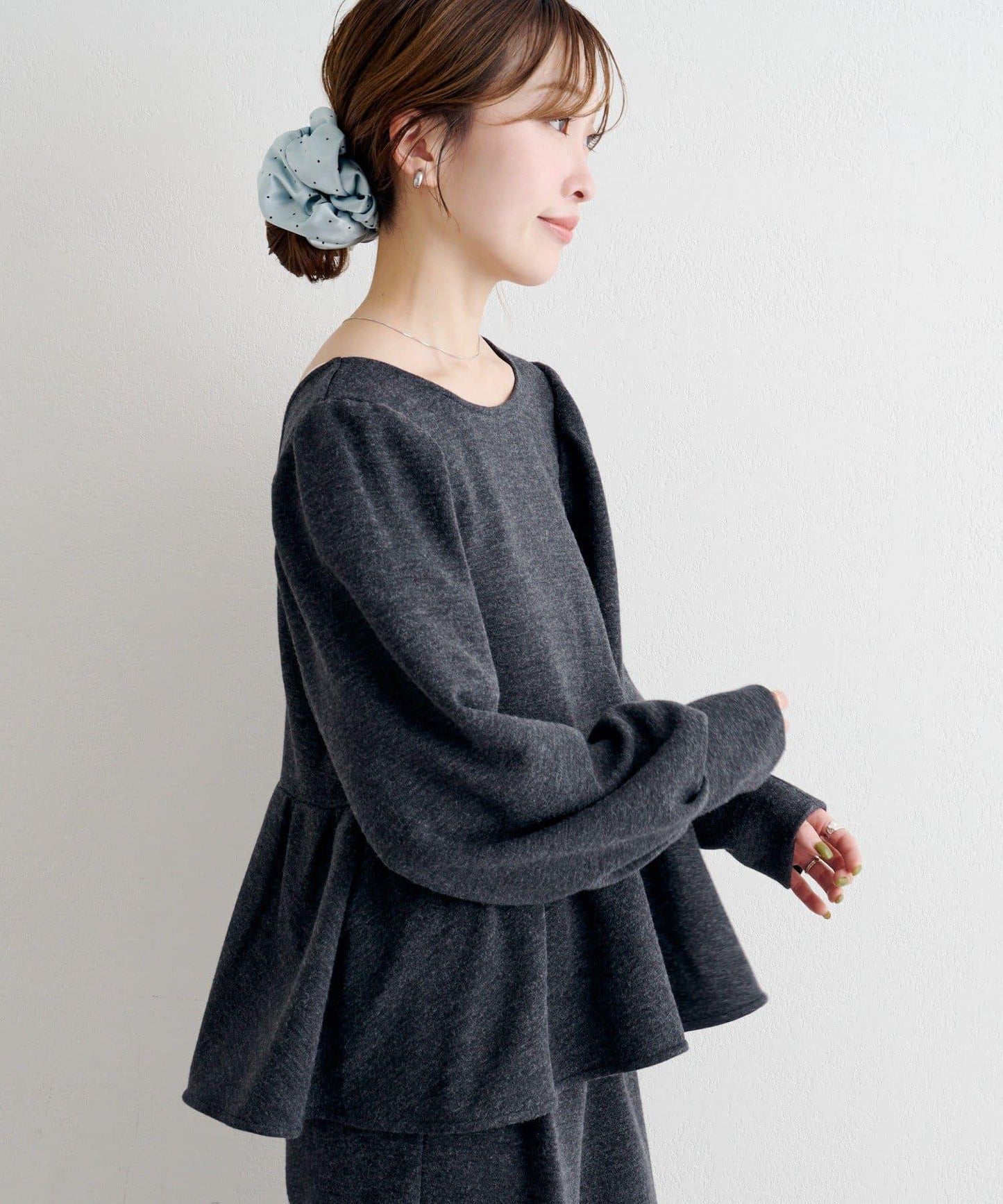 【套裝可搭配】B 針織風衛衣荷葉邊上衣