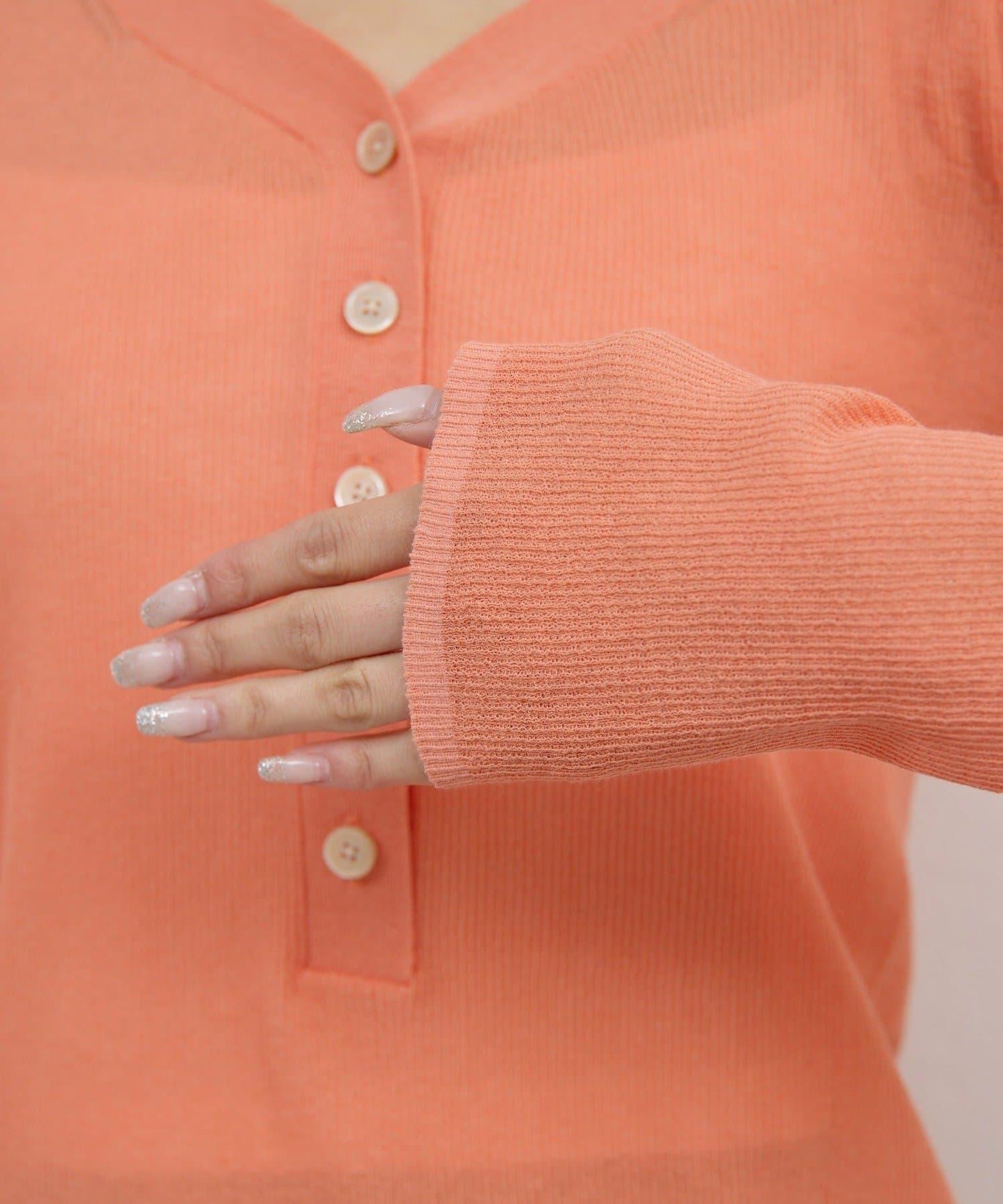 透視亨利領針織衫