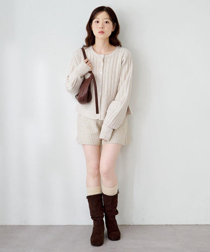 荷葉邊羅紋針織開衫