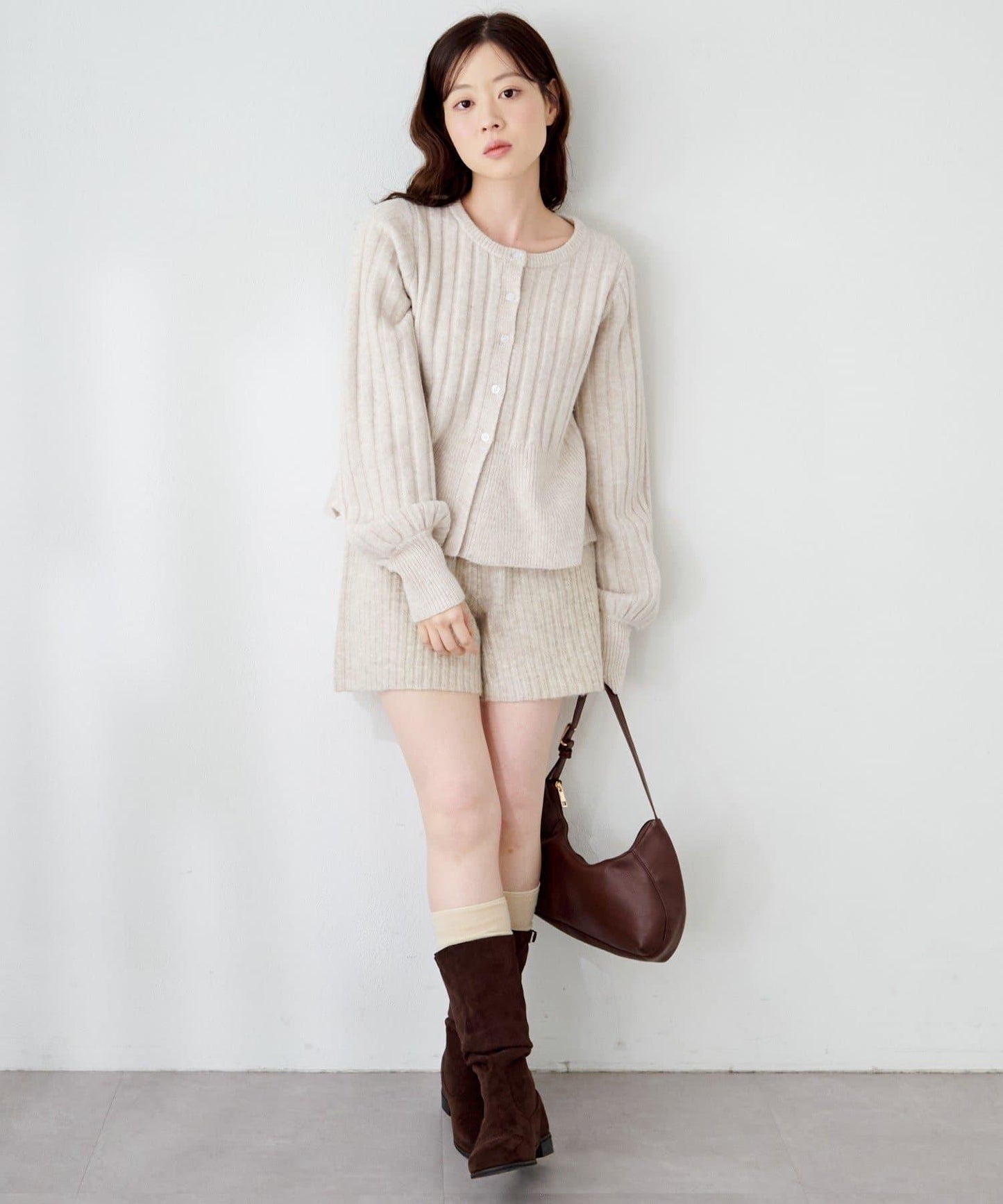 荷葉邊羅紋針織開衫