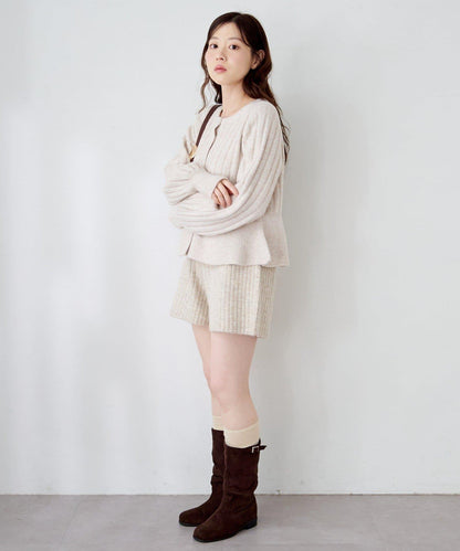 荷葉邊羅紋針織開衫