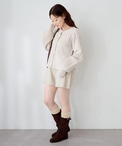 荷葉邊羅紋針織開衫