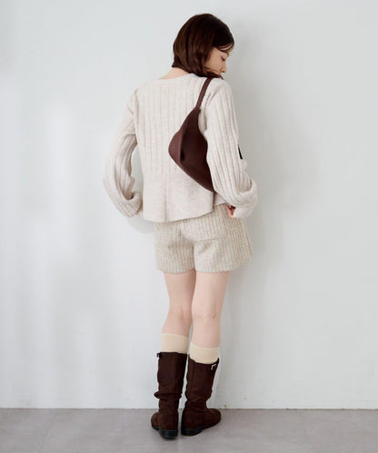 荷葉邊羅紋針織開衫