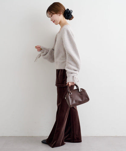 B 蝴蝶結馬海毛袖針織衫