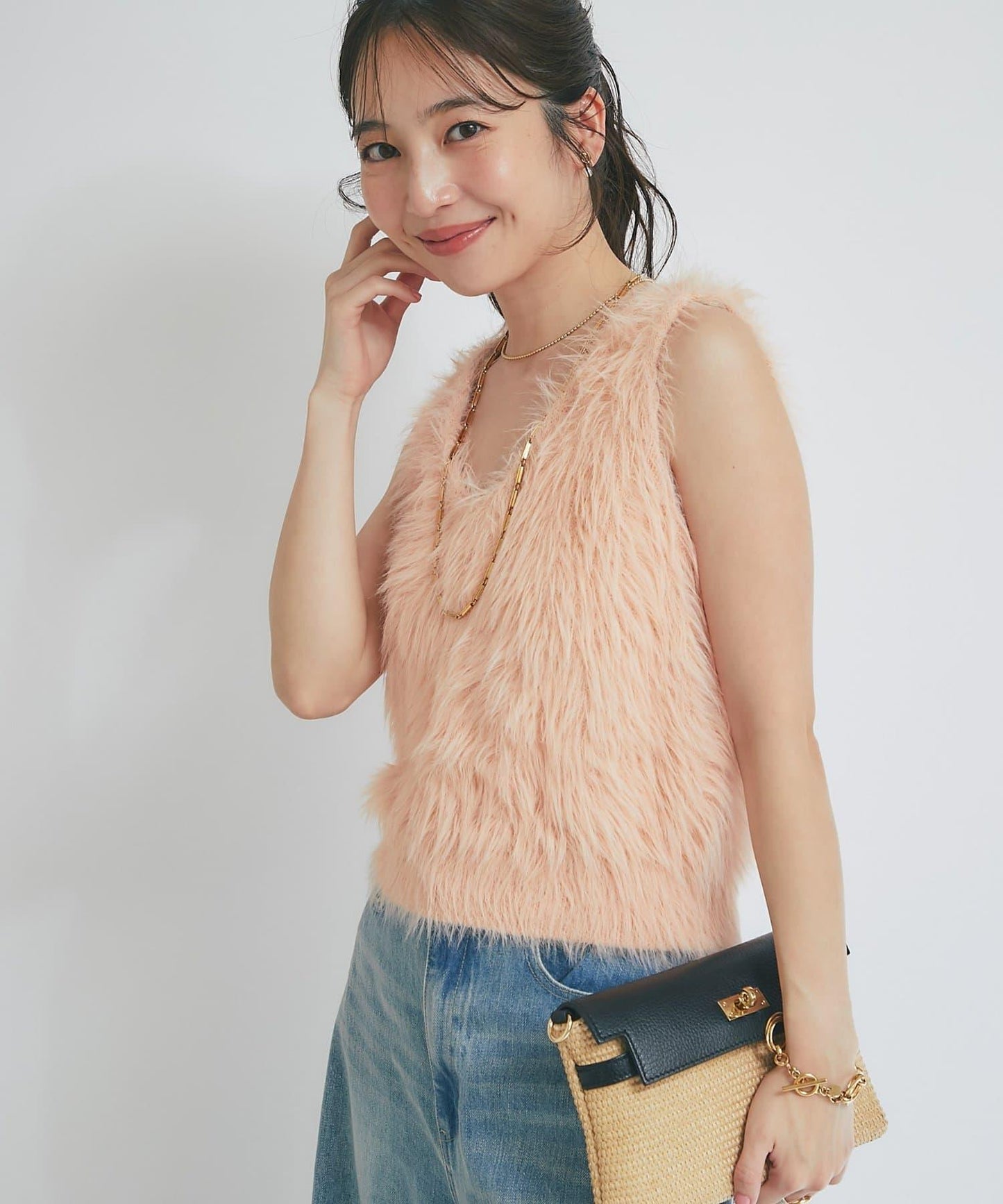 【La boutique BonBon】長款羽毛前後兩穿針織背心