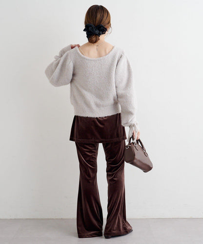 B 蝴蝶結馬海毛袖針織衫