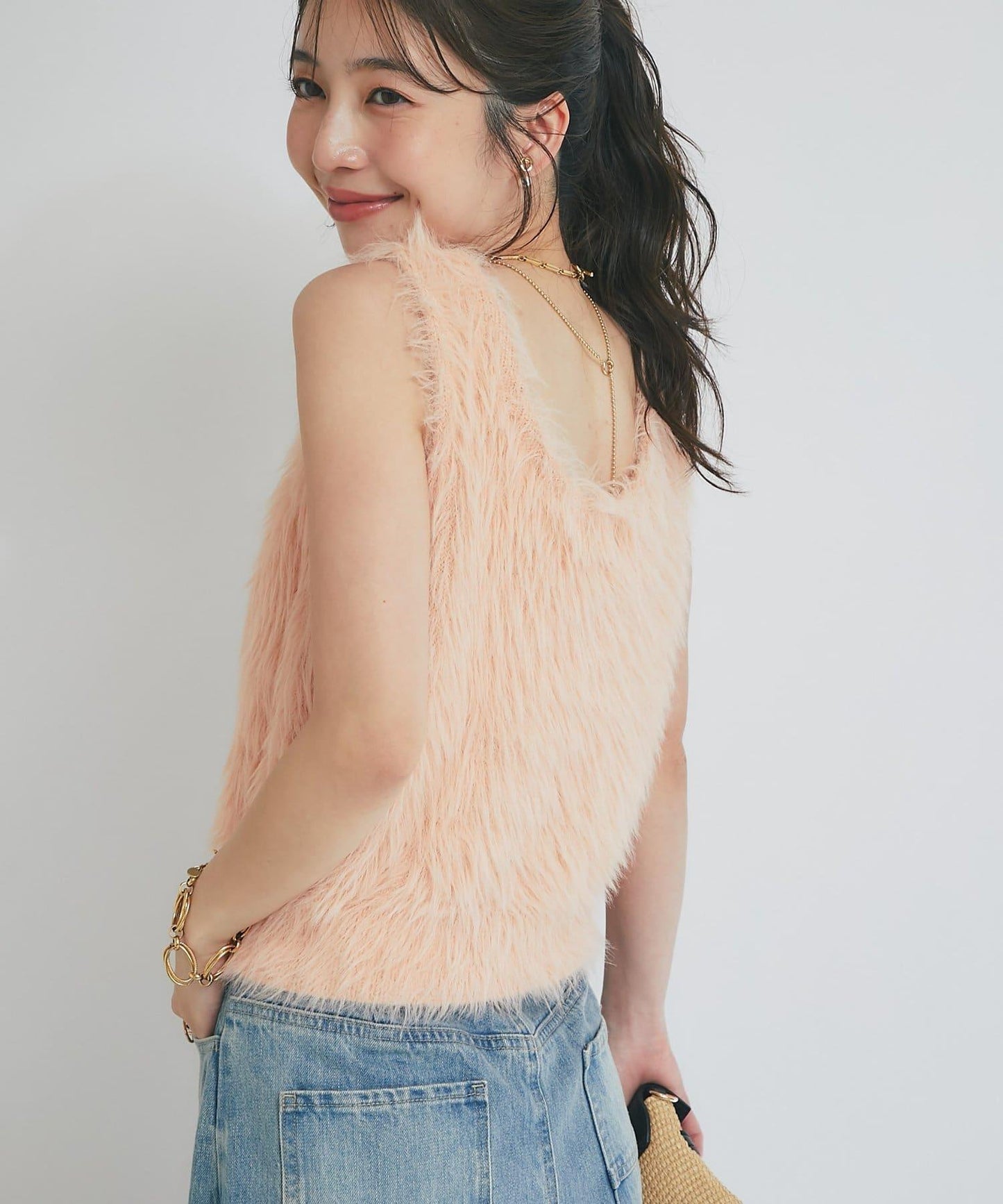 【La boutique BonBon】長款羽毛前後兩穿針織背心