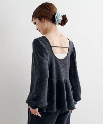 【套裝可搭配】B 針織風衛衣荷葉邊上衣