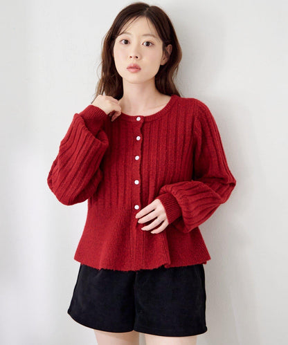 荷葉邊羅紋針織開衫