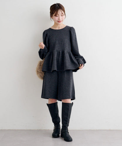 【套裝可搭配】B 針織風衛衣荷葉邊上衣