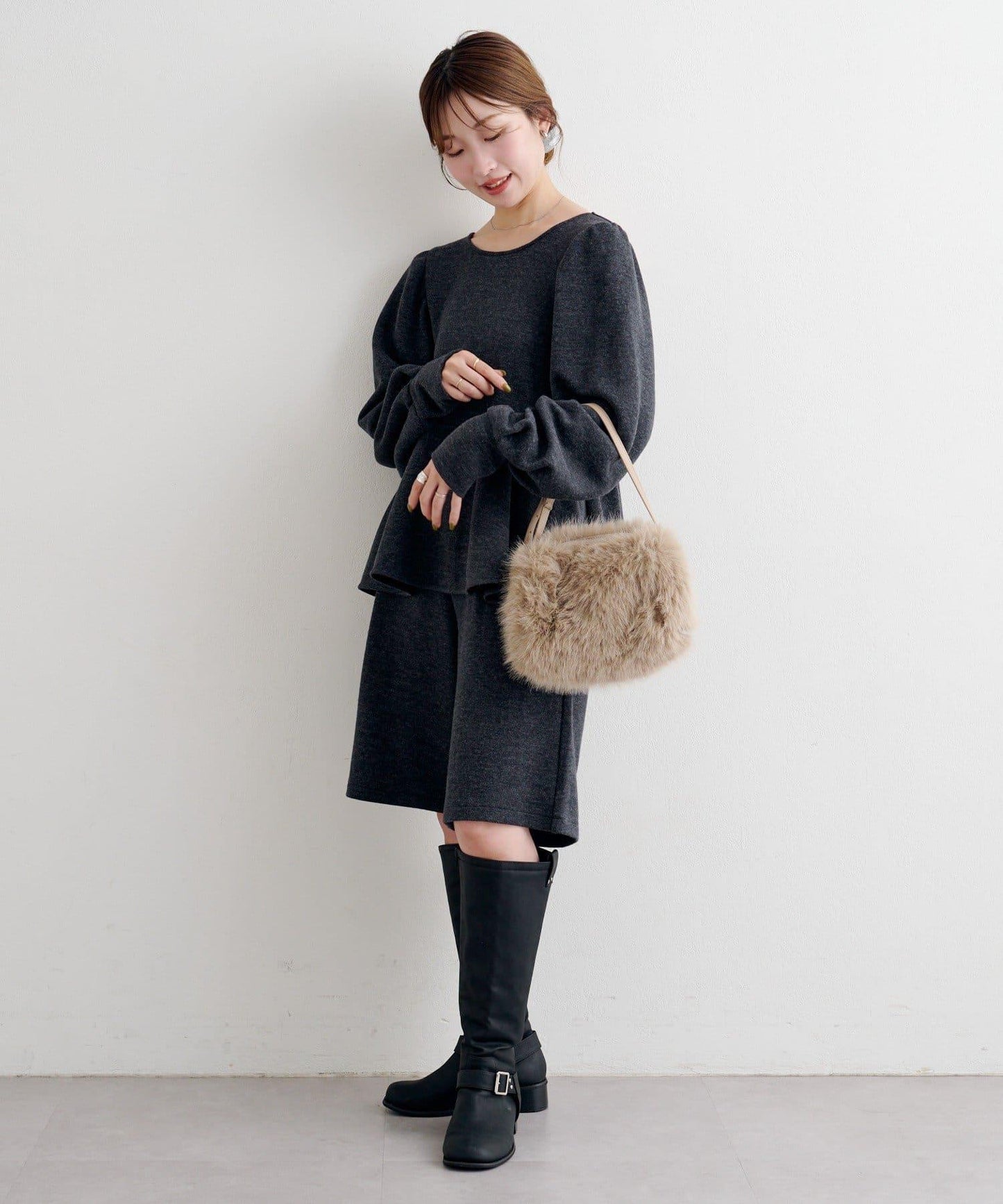 【套裝可搭配】B 針織風衛衣荷葉邊上衣