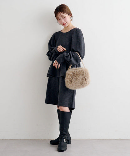 【套裝可搭配】B 針織風衛衣荷葉邊上衣