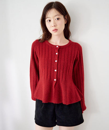 荷葉邊羅紋針織開衫