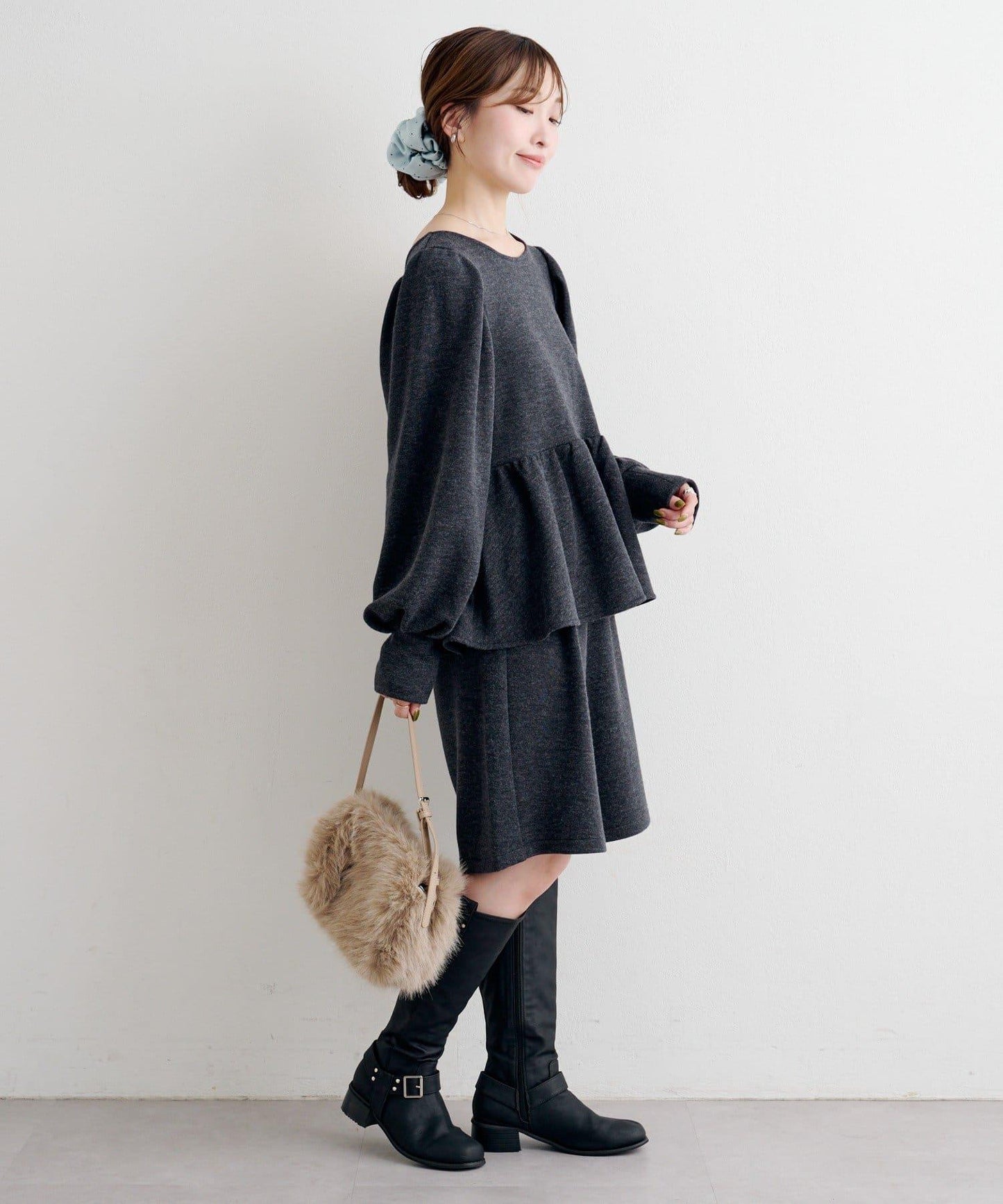 【套裝可搭配】B 針織風衛衣荷葉邊上衣