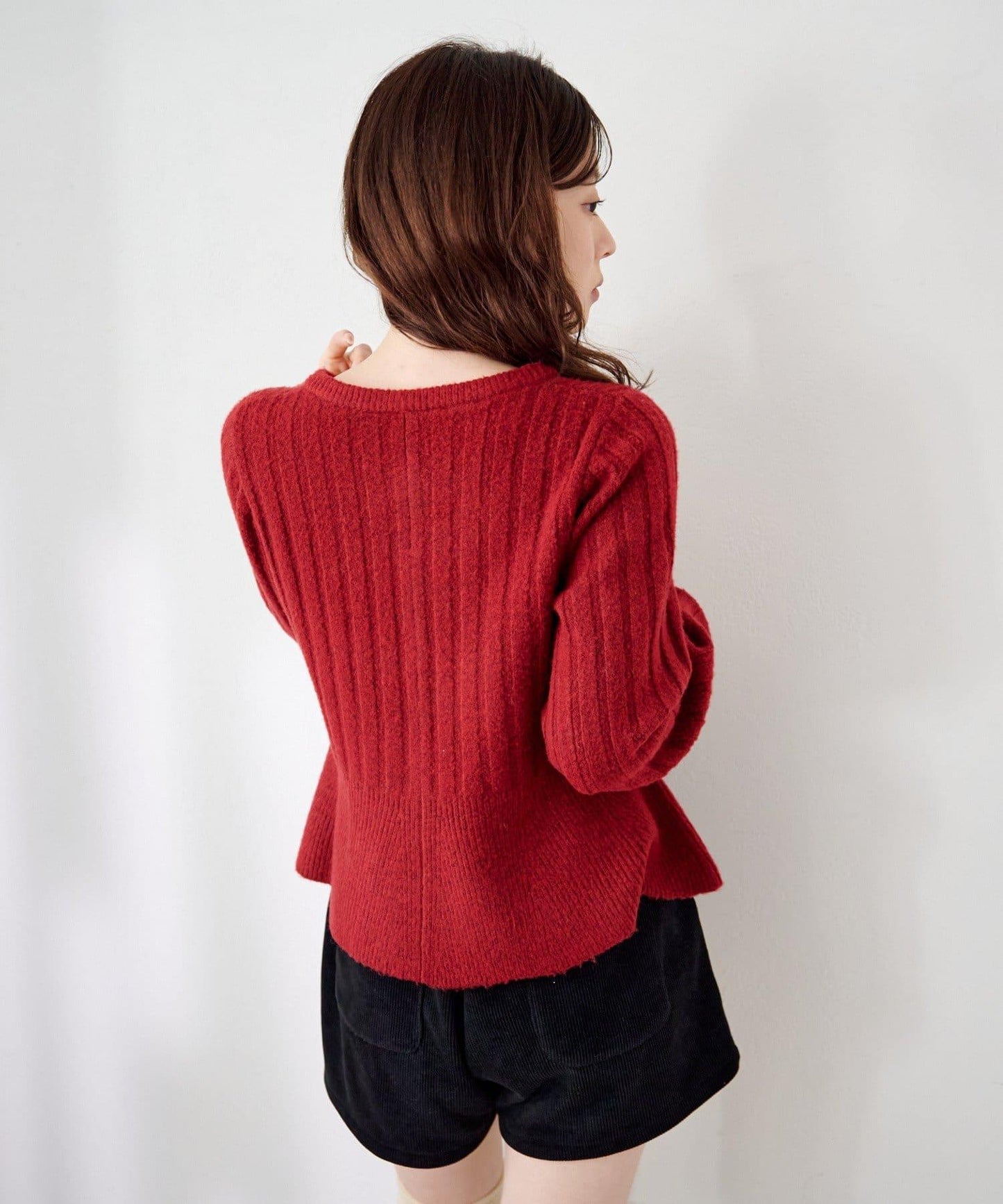 荷葉邊羅紋針織開衫