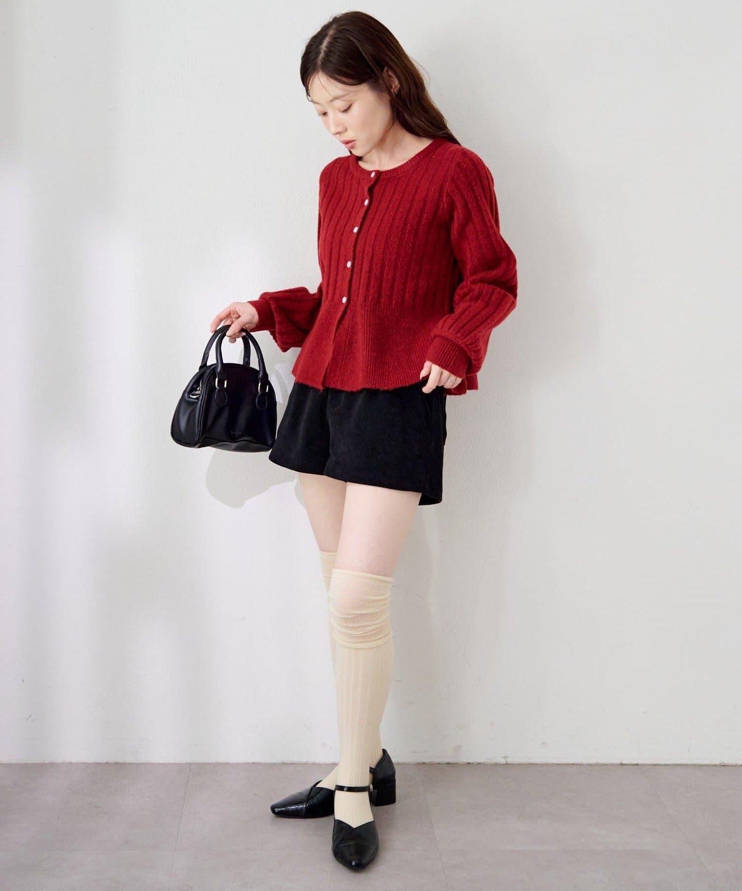 荷葉邊羅紋針織開衫