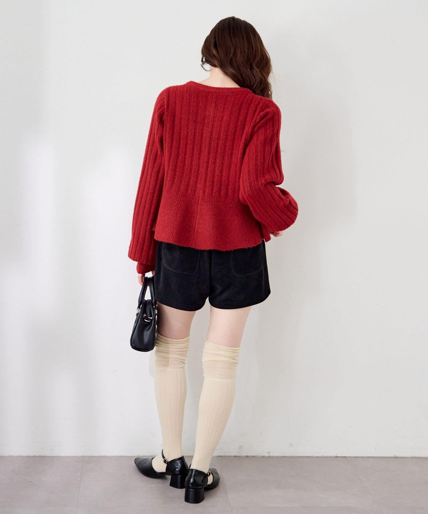 荷葉邊羅紋針織開衫