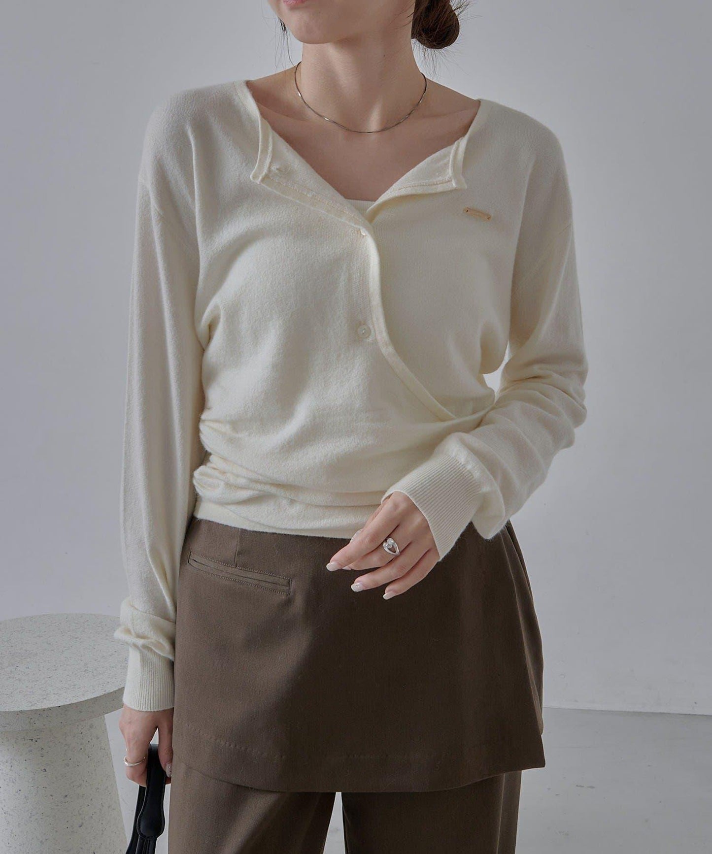 開衫風不對稱針織衫