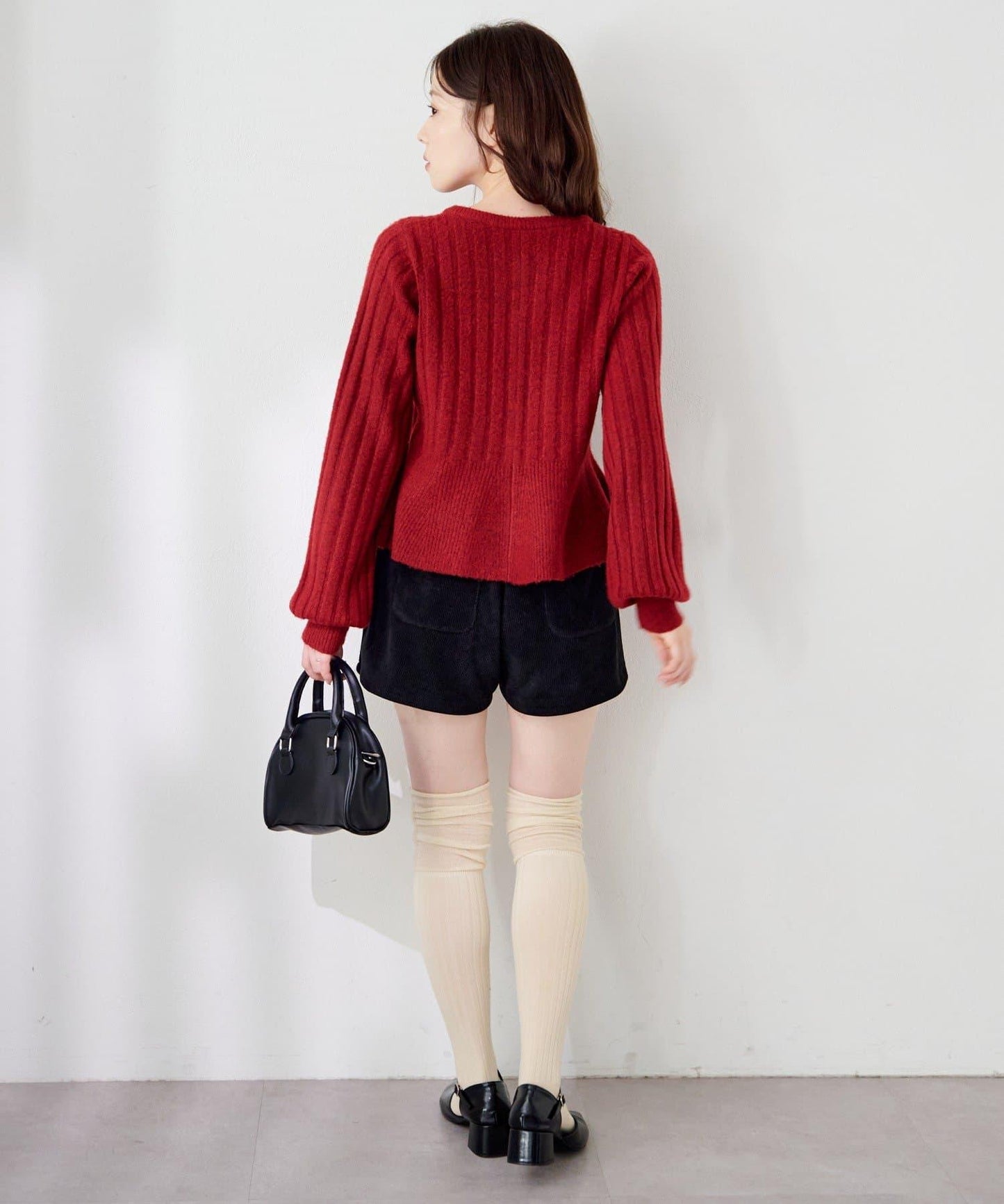 荷葉邊羅紋針織開衫