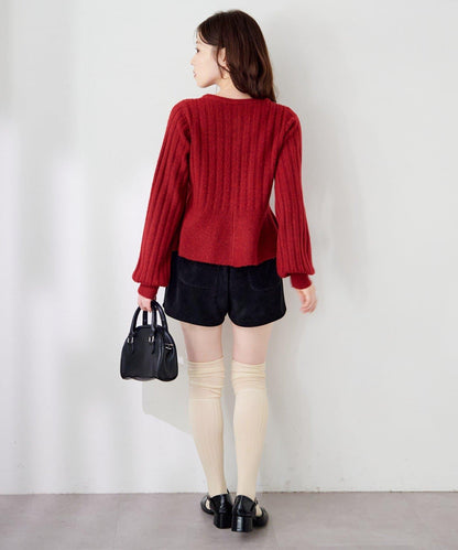 荷葉邊羅紋針織開衫