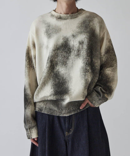 噴繪印花圓領針織衫