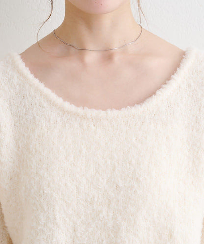 B 蝴蝶結馬海毛袖針織衫