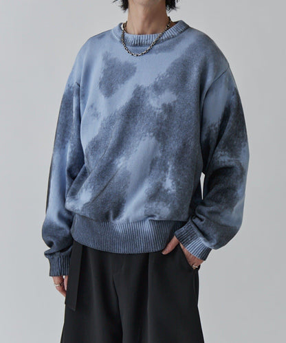 噴繪印花圓領針織衫