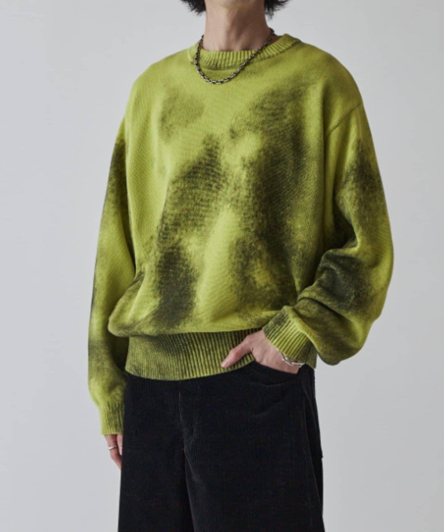 噴繪印花圓領針織衫