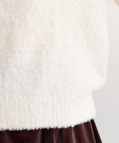 B 蝴蝶結馬海毛袖針織衫