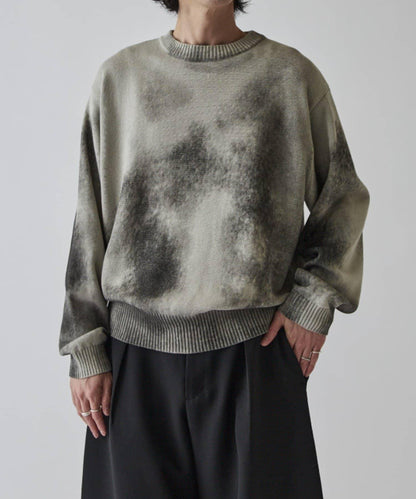 噴繪印花圓領針織衫