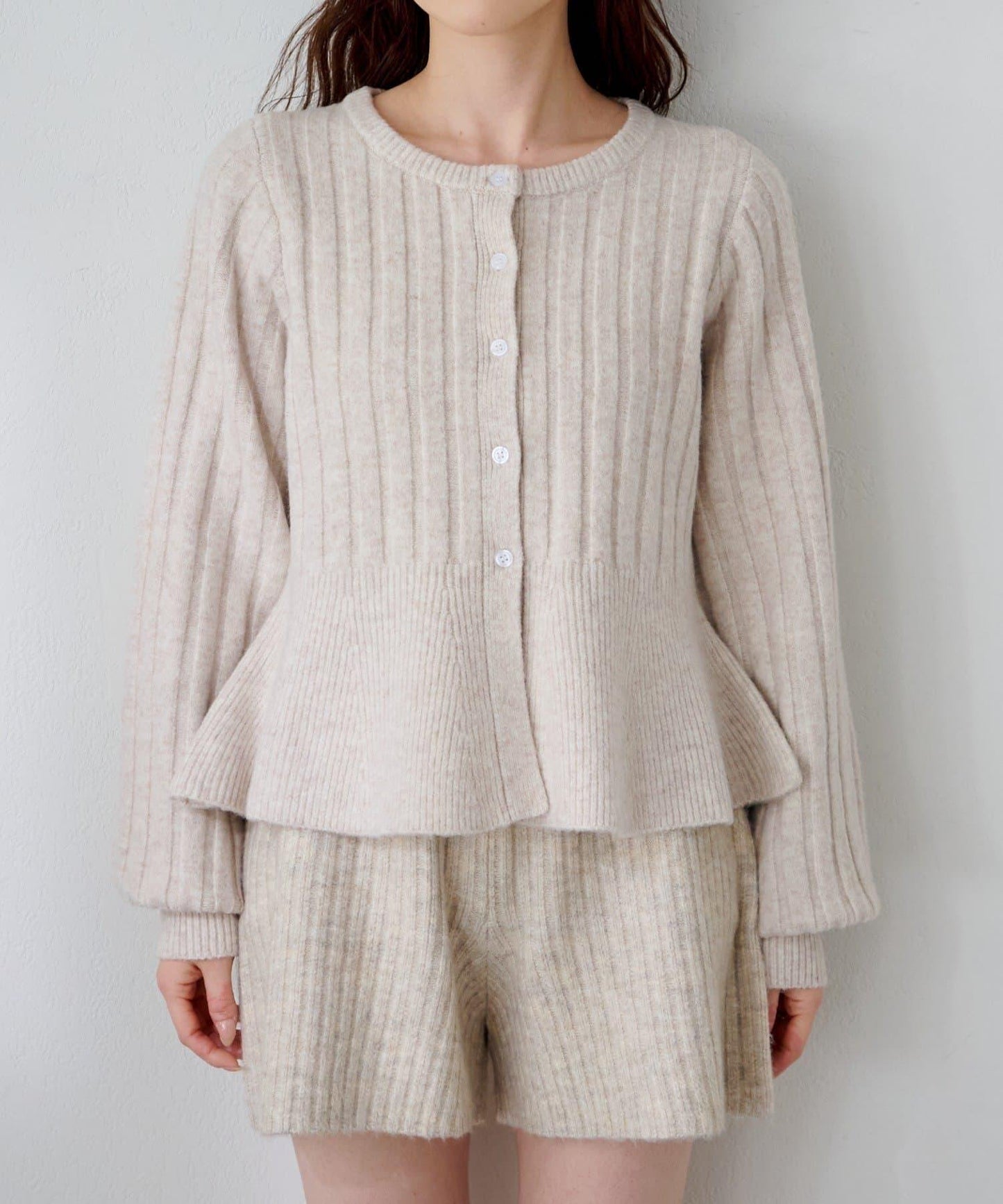 荷葉邊羅紋針織開衫