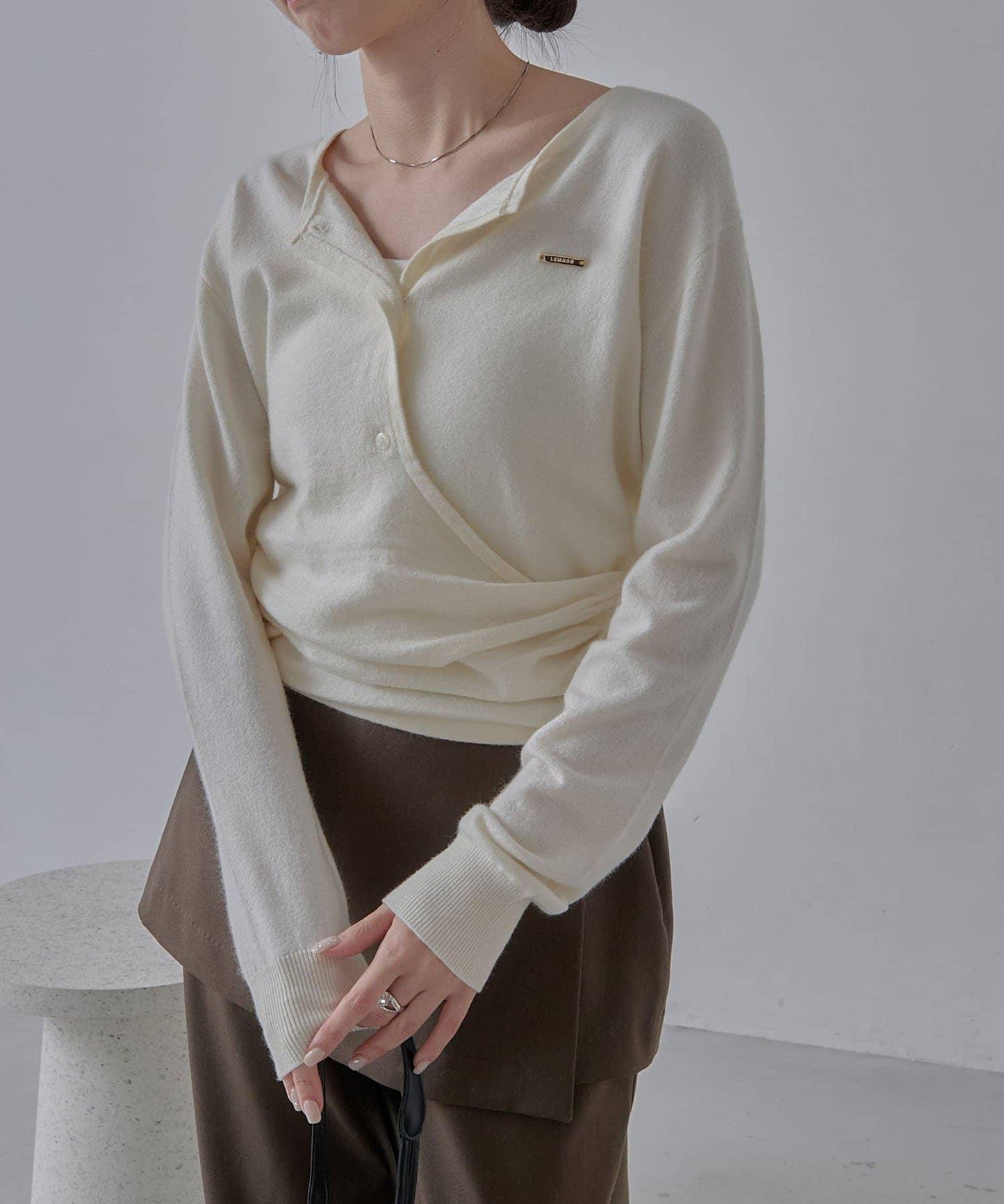 開衫風不對稱針織衫