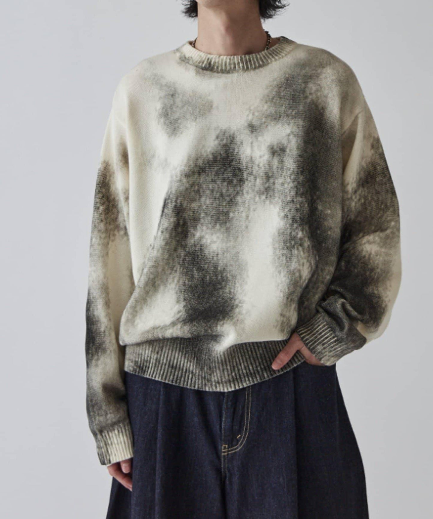 噴繪印花圓領針織衫