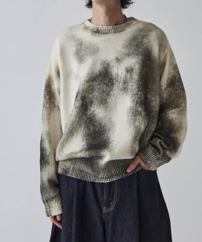 噴繪印花圓領針織衫