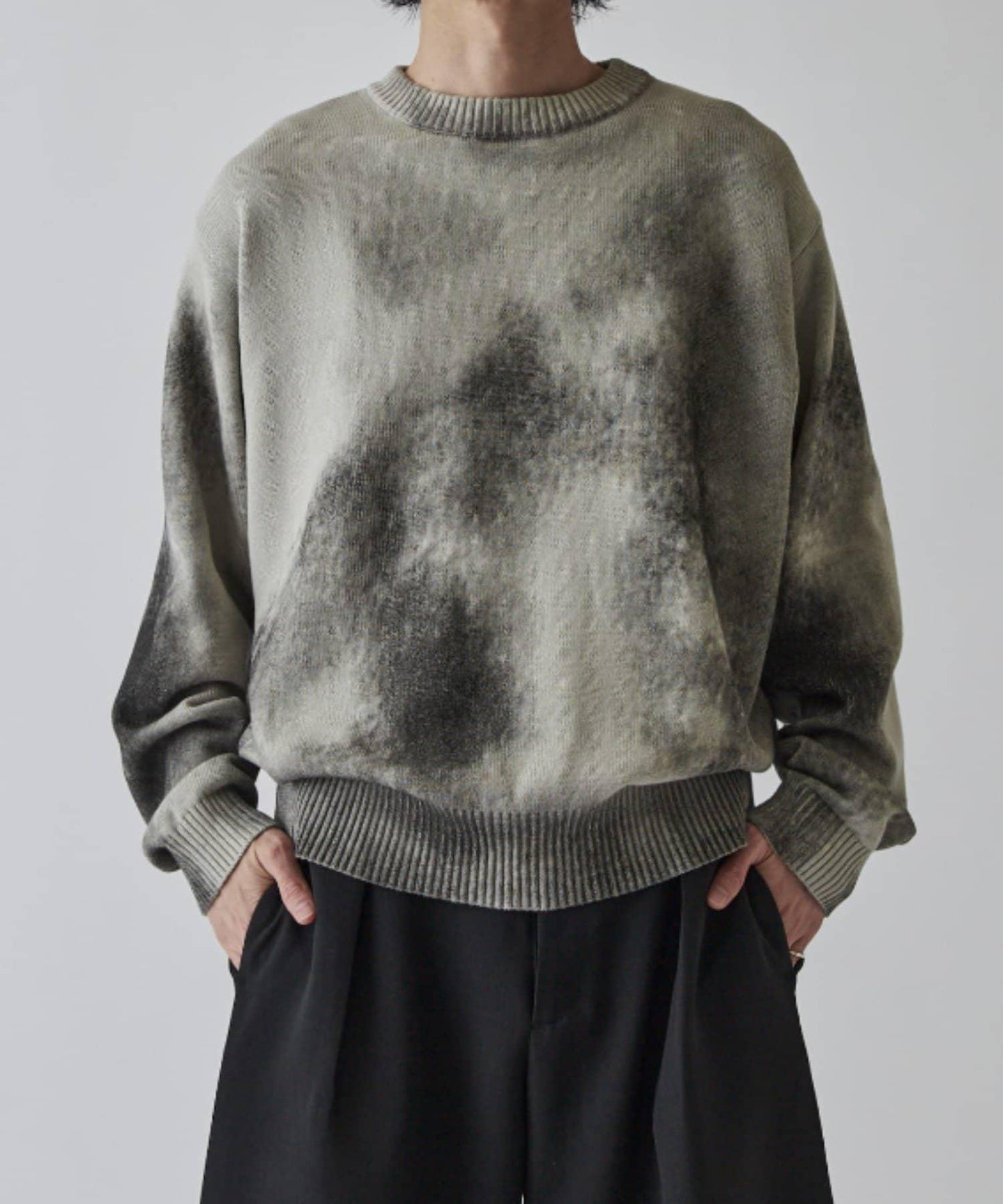 噴繪印花圓領針織衫