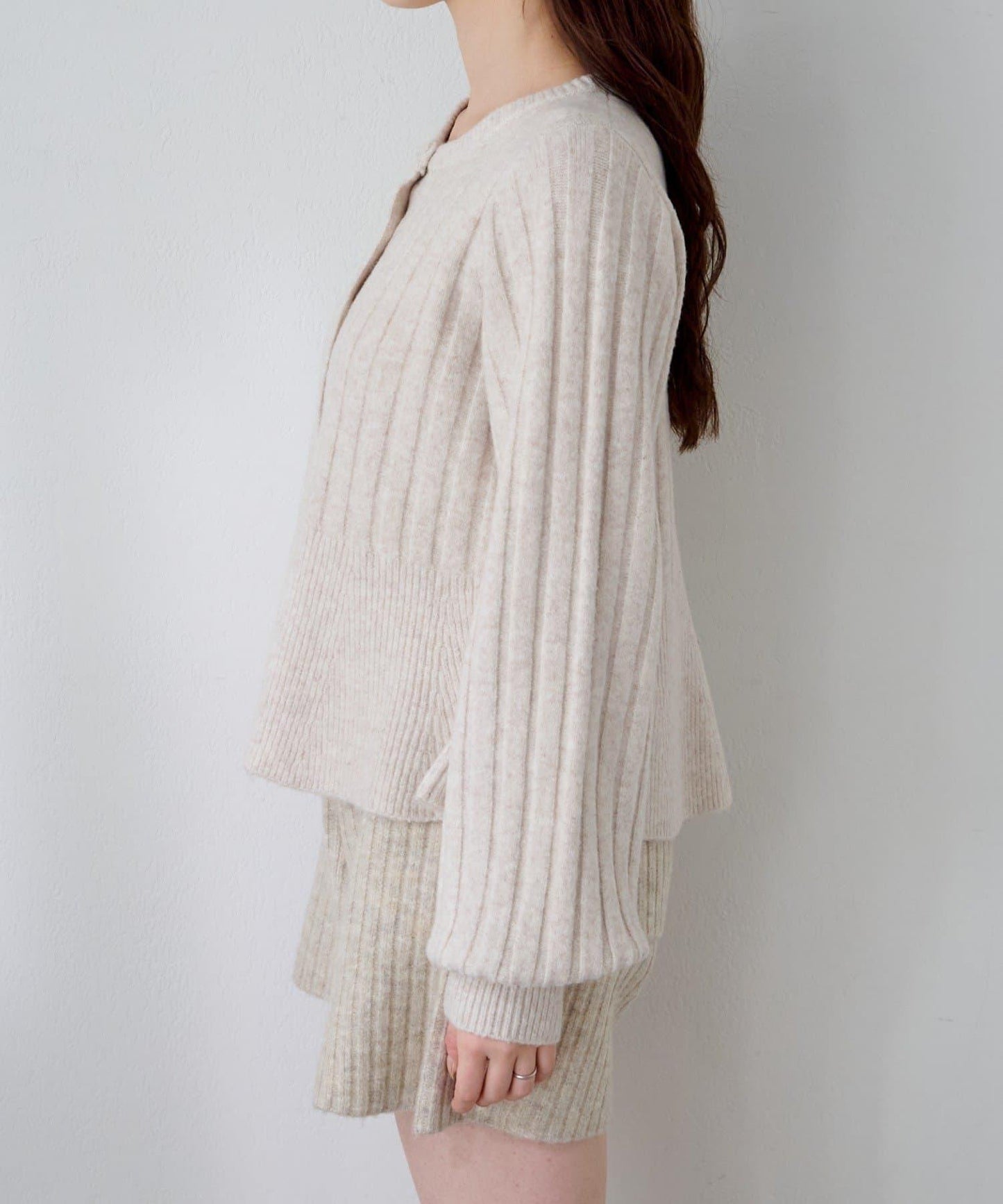 荷葉邊羅紋針織開衫